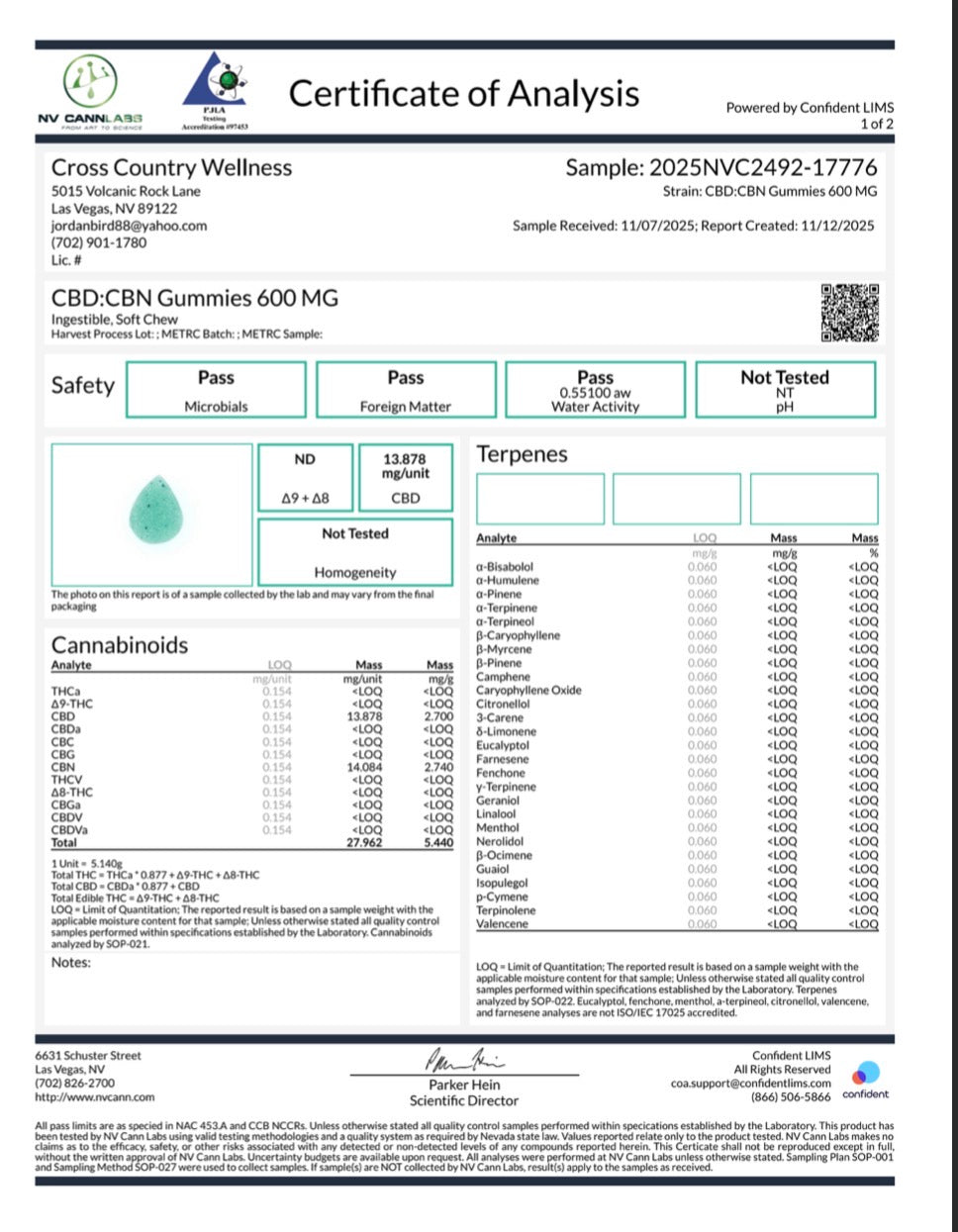 600mg Full Spectrum Gummies (20count 15mgCBD/15mgCBN)