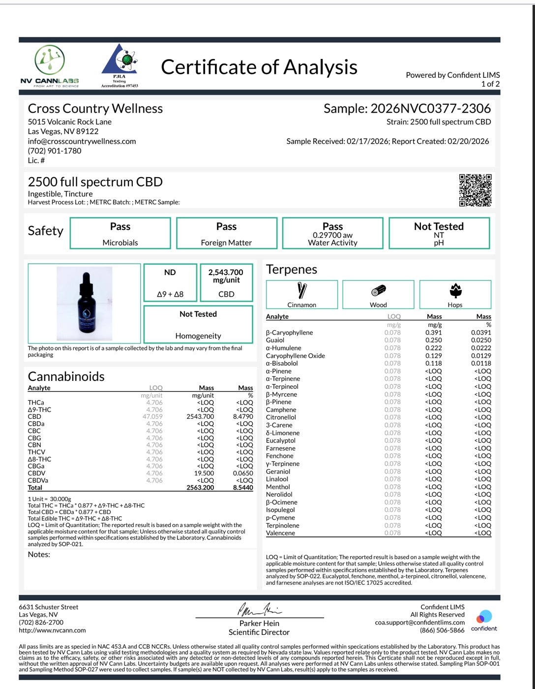 2500mg Full Spectrum Hemp-Derived CBD Oil